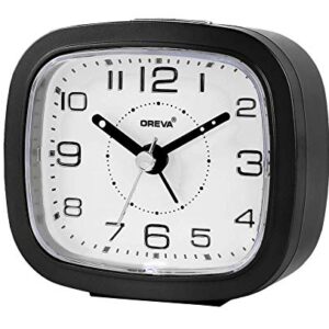 OREVA Alarm Table Clock with LED and 4 Step Buzzer Sound (Black Body White LED, 9.4 cm x 3.9 cm x 8.5 cm, AA3507)