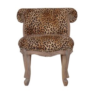 Artisan Furniture Chair, Wood, Sunbleach, Leopard Print Fabric, One Size