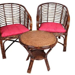IRA Furniture Rattan Elegant Arm Chair with Table and Cushion