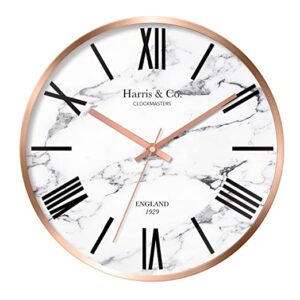 Harris & Co. Clockmasters Metal Wall Clock (12 inch, White)