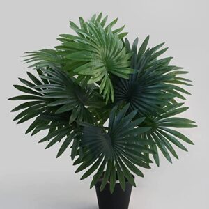 Blooming Floret Artificial Palm Plant for Home Decor/Office Decor/Gifting | 12 Leaves | with Basic Black Pot | Natural Looking Indoor Plant