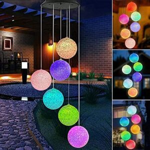 ANH MART Solar Wind Chime Light - Color Changing Crystal Ball Solar Wind Chimes Outdoor Decoration Lights with Waterproof LED Wind Chime Solar Light for Garden, Patio, Holiday Deco Gift Pack of - (1)