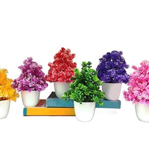 AKP Artificial Plants with Pot for Home Decoration Small Size ( Pack of 6 ) (Round Pot)