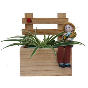 Boy Sitting on Bench Planter