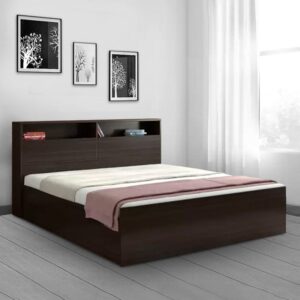 Alex King Size Bed with Storage in Dark Walnut Finish