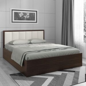 Arctic Queen Size Upholstered Bed with Storage in Choco Walnut Finish