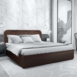 Bolton Queen Size Bed with Hydraulic Storage In Brown Finish