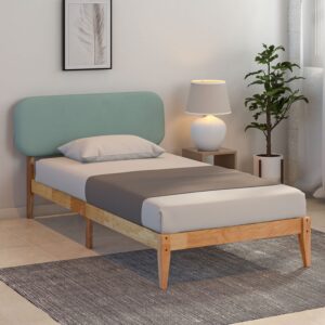 Clara Upholstered Single Size Bed In Natural Finish