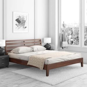 Fern Queen Size Bed in Walnut Brown Matte Finish