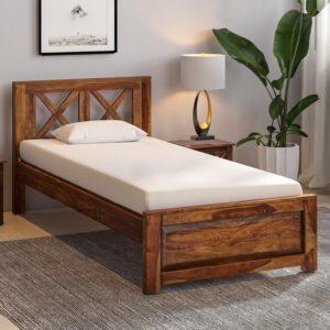 Kryss Solid Wood Single Bed In Provincial Teak Finish