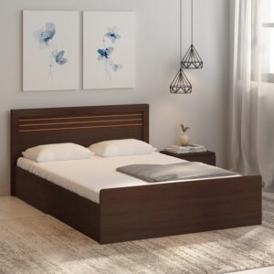 Kuruma Queen Size Bed With Storage In Wenge Finish