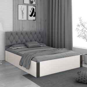 Orbit Queen Size Bed With Box Storage In Frosty White Colour